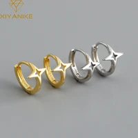 xiyanike silver color hot sale hollow star hoop earrings woman fashion personality trend smooth jewelry accessories party