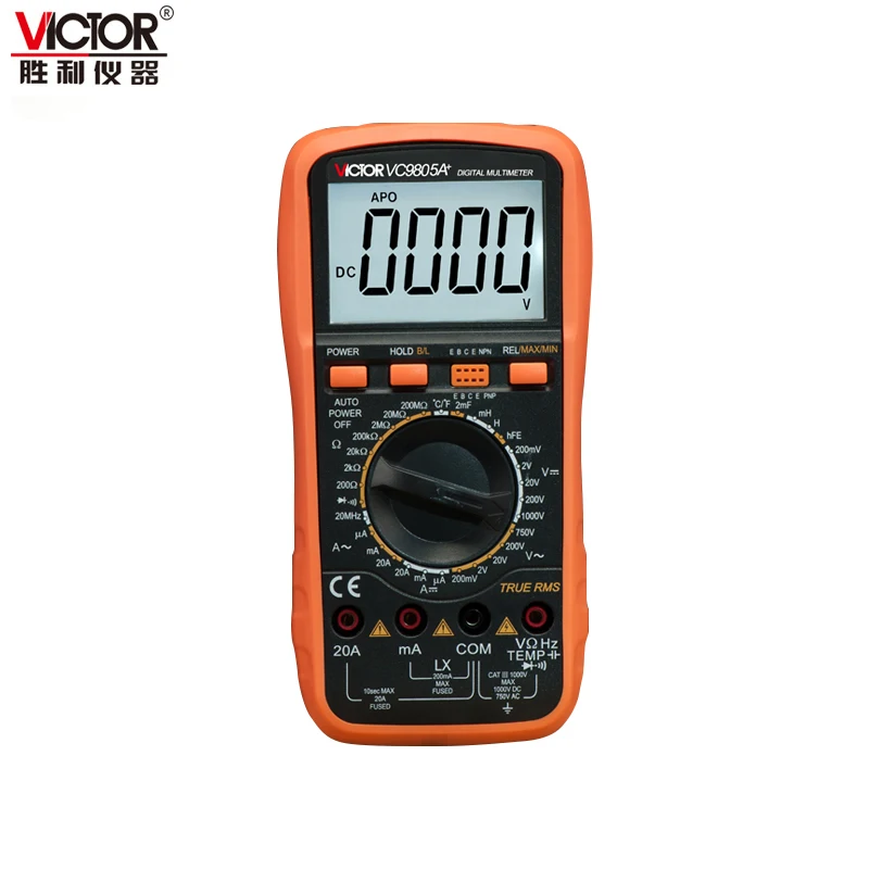 Цифровой мультиметр True RMS DMM AC DC Ammerter Измеритель сопротивления напряжения, емкости и индуктивности, измеритель температуры - Цвет: VC9805A