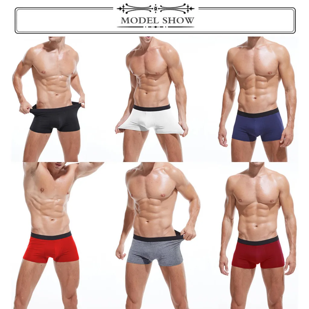 Мужские дышащие трусы-боксеры прочные трусы удобные Однотонные для геев