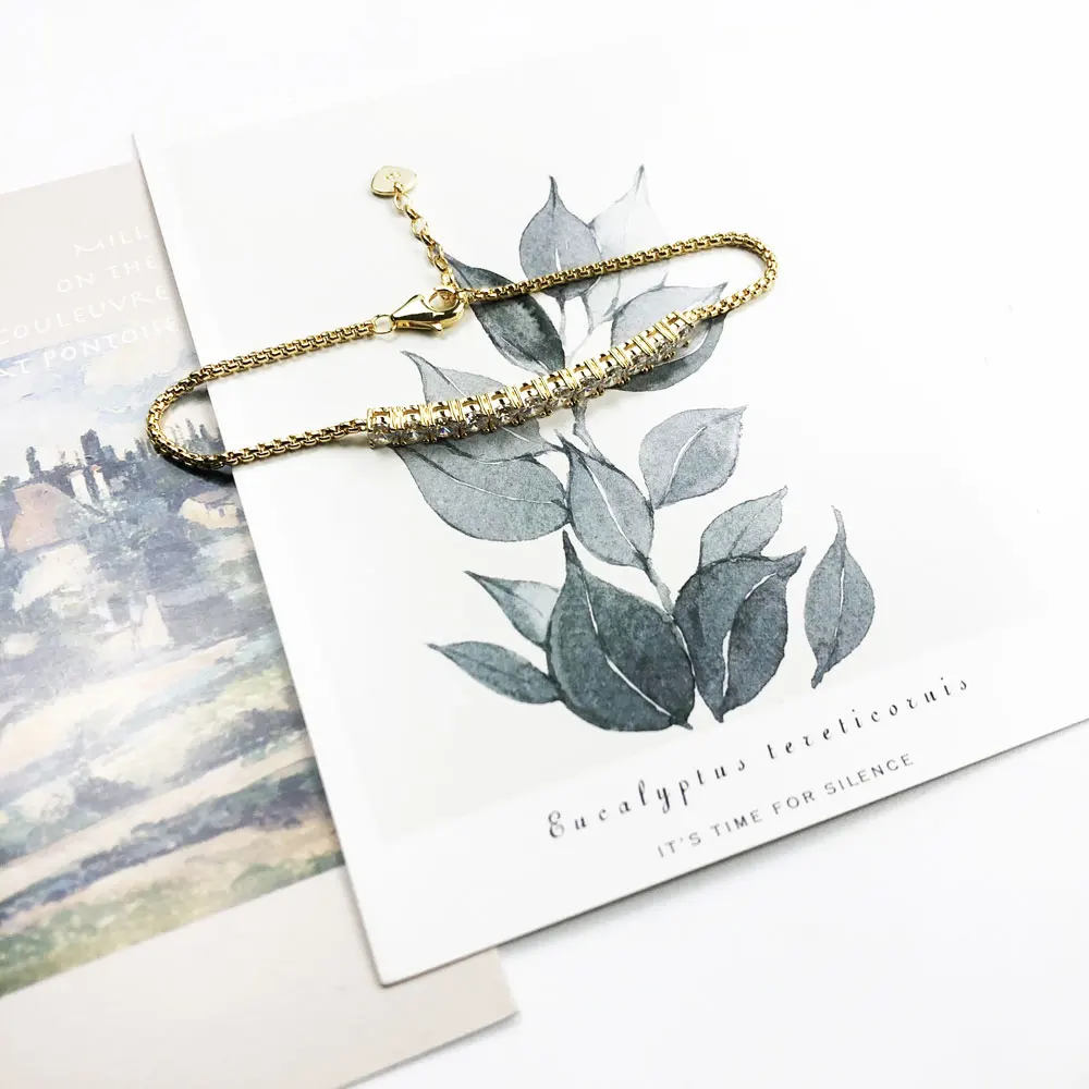 Звено цепи браслеты из стерлингового серебра 925 пробы розовое золото