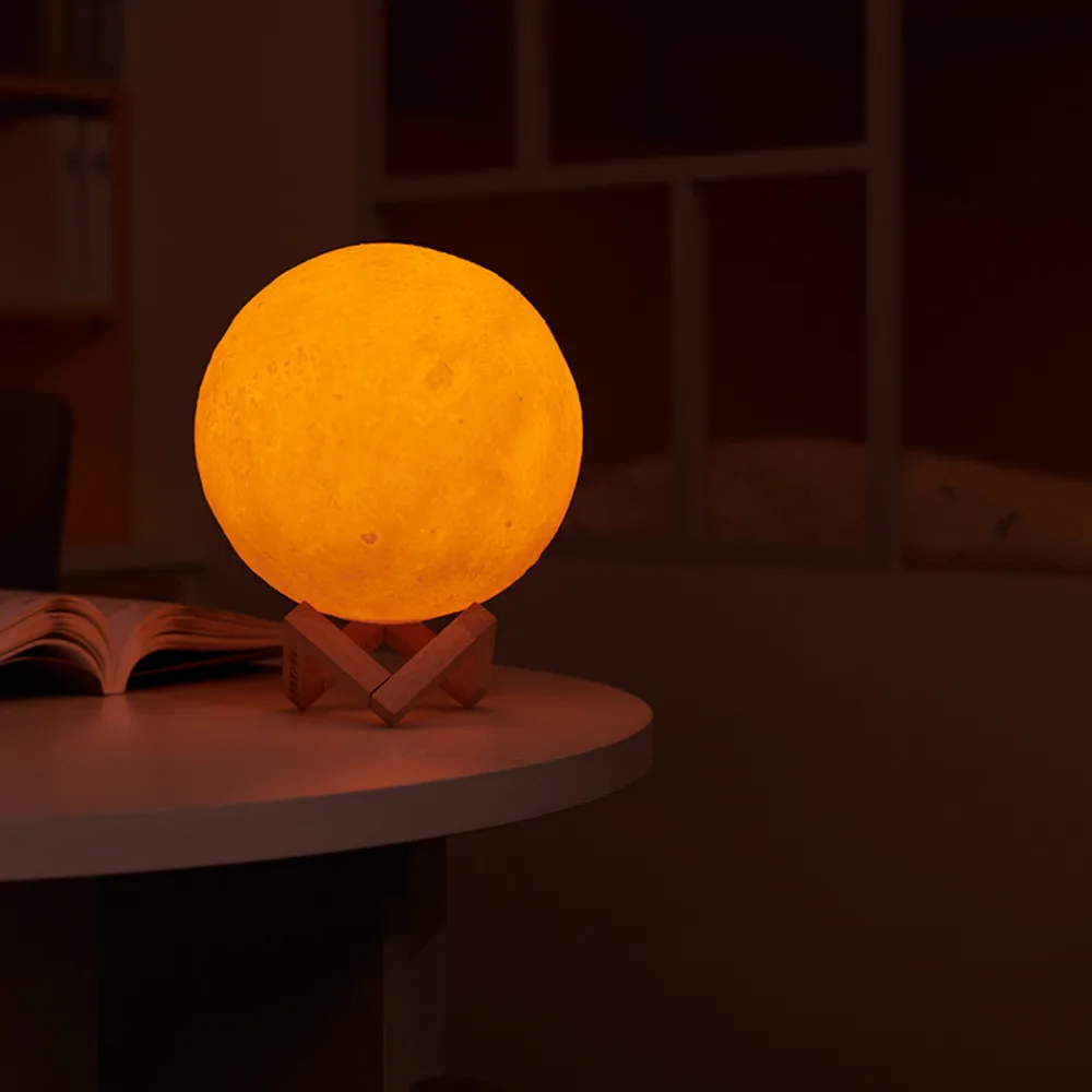 

Светодиодный ночсветильник с 3D рисунком Луны, 8 см/12 см, на батарейках, с подставкой, звездная лампа, 7 цветов, украшение для спальни, светильн...