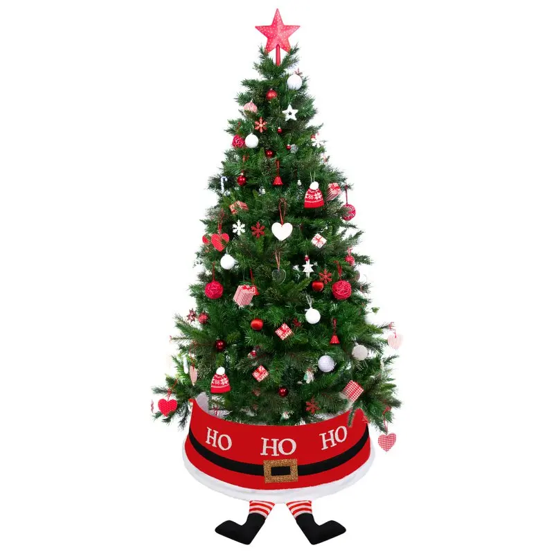 

Christmas Tree Skirt With Santa Claus Feet Diameter Base Christmas Tree Collar Christmas Party Home Decoration 30-Inch