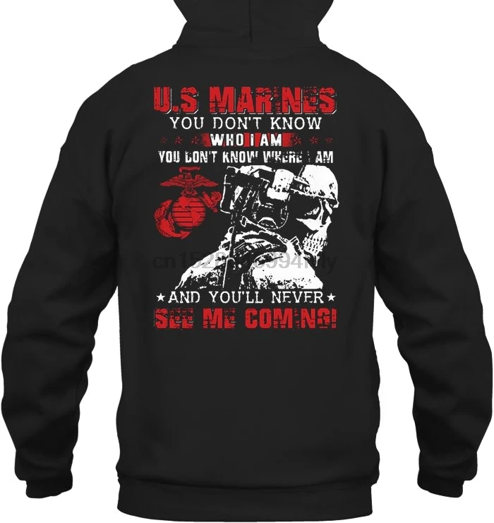Мужская толстовка с капюшоном морпехом США вы не знаете кто я где и никогда