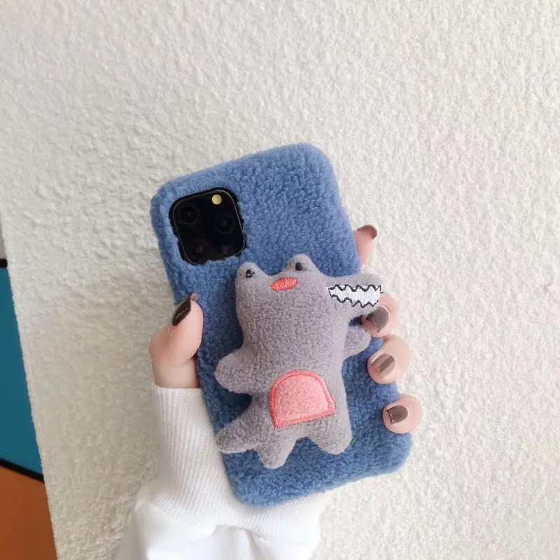 Зимний Теплый Прекрасный пушистый чехол для телефона с рисунком в виде животного