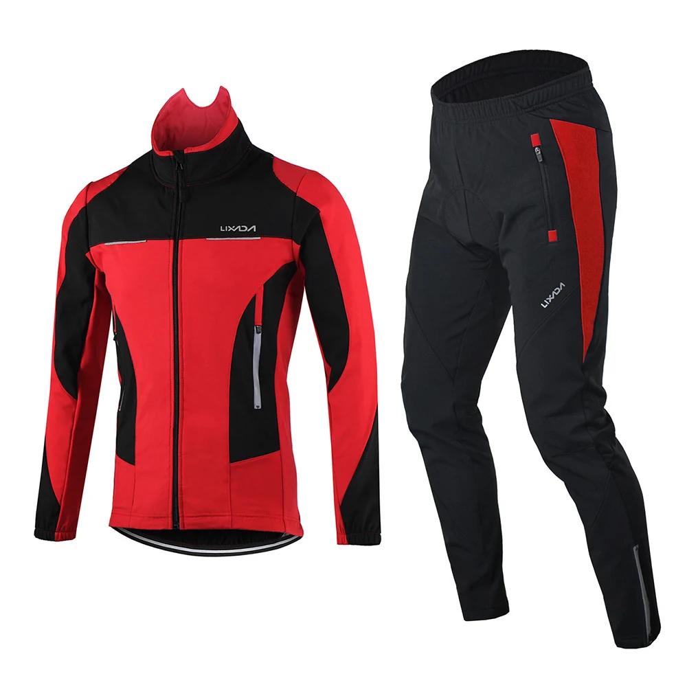 Комплект велосипедной одежды Lixada мужской зимняя ветрозащитная трикотажная