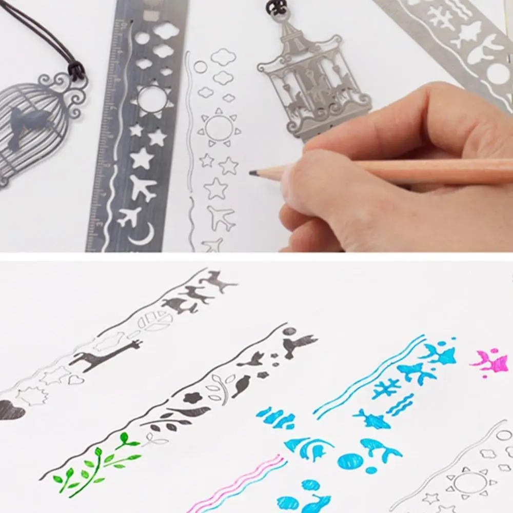 

1 Pcs Hollow Scale Ruler Bookmarks Colorful Cute Ruler Cartoon Student Stationey Measuring Tools Kids Gift Accessories