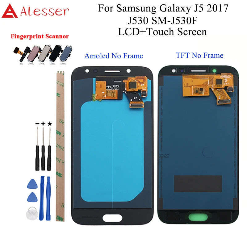 Alesser для samsung galaxy j5 2017 j530 SM J530F ЖК дисплей сенсорный экран Amoled со сканером