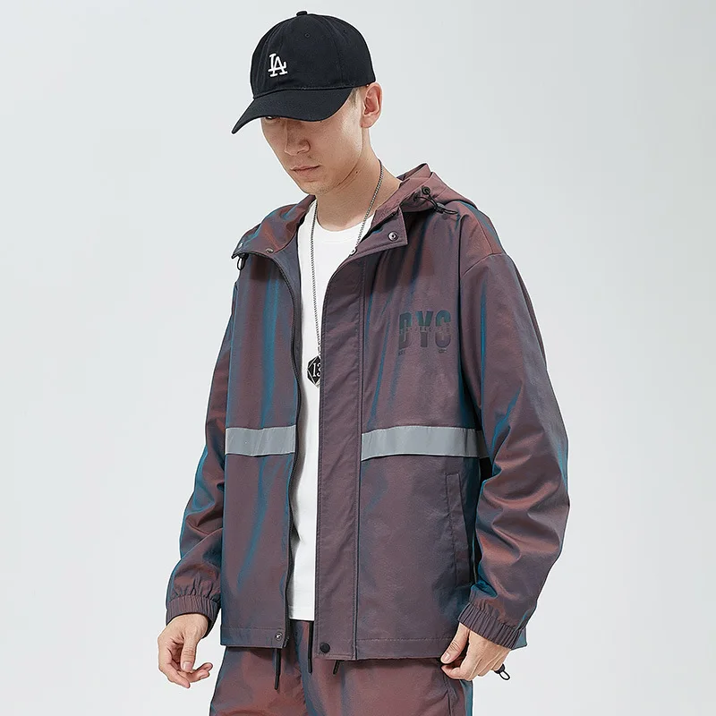 Куртка Techwear мужская с буквенным принтом Повседневная тонкая Светоотражающая