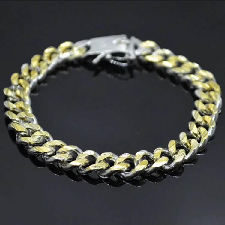 Браслеты для мужчин штампованные и золотые звенья цепи квадратная застежка