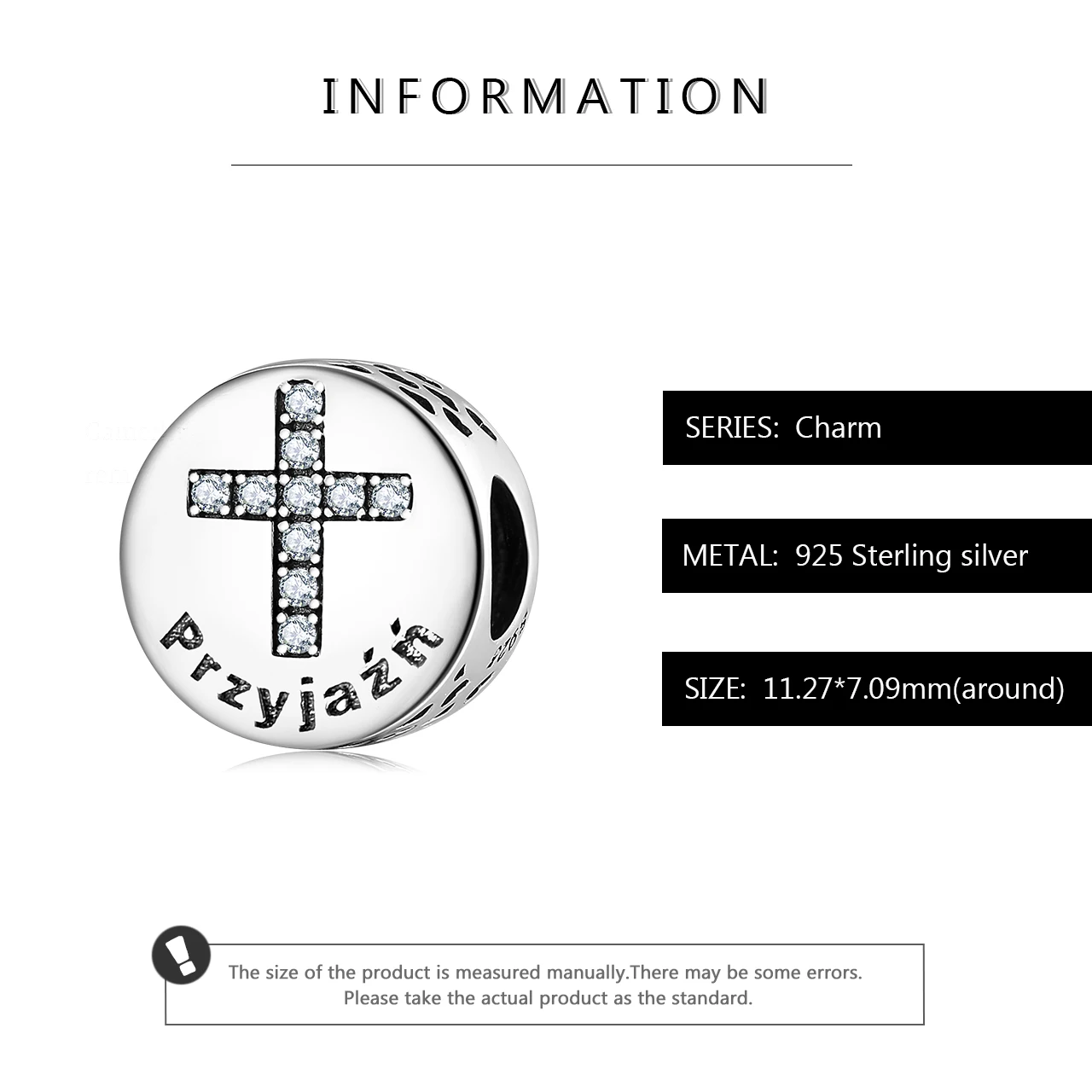 Hight Quality 925 Sterling Silver Cross Fine Beads CZ Bible Virtues-Friendship Charm Fit Original Mikiwuu Bracelets DIY Jewelry - Высококачественное серебряное крестовое ожерелье с камнями CZ и символами дружбы, подходит для оригинальных браслетов Mikiwuu