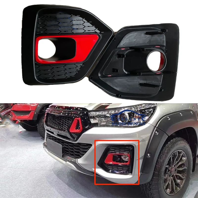 

FIT FOR HILUX ROCCO PICKUP CAR FRONT MASK BUMPER COVER 2018 2019 PICKUP CAR EXTERIOR AUTO ACCESSORIES FOG LAMP COVER BUMPER