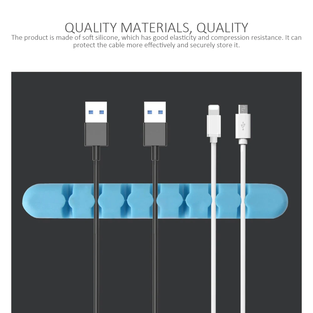 Кабельный органайзер силиконовый usb кабель намотки гибкий управления с зажимами