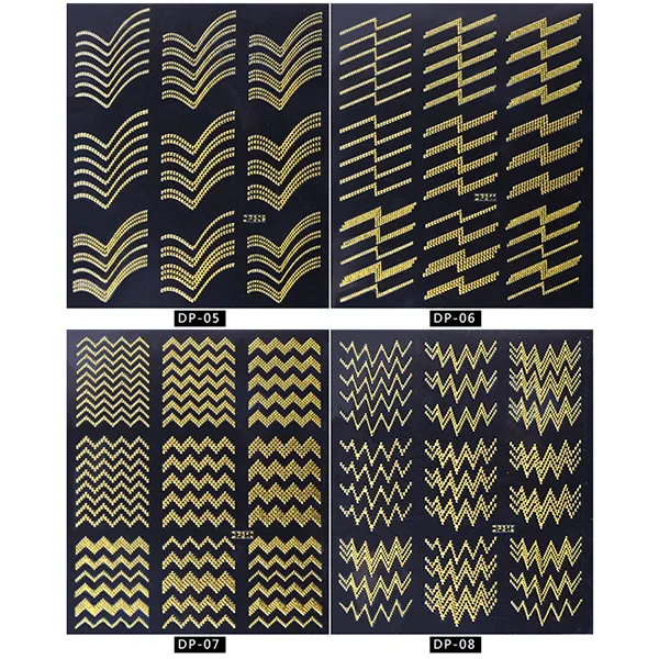3D стикер для дизайна ногтей металлическая полоска волнистая линия клейкая