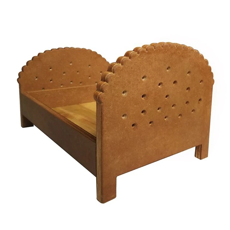 

2 Pcs Newborn Detachable Posing Mini Bed Bedside Table Set Baby Photo Shooting Handmade Wooden Cookie Crib Desk Kit