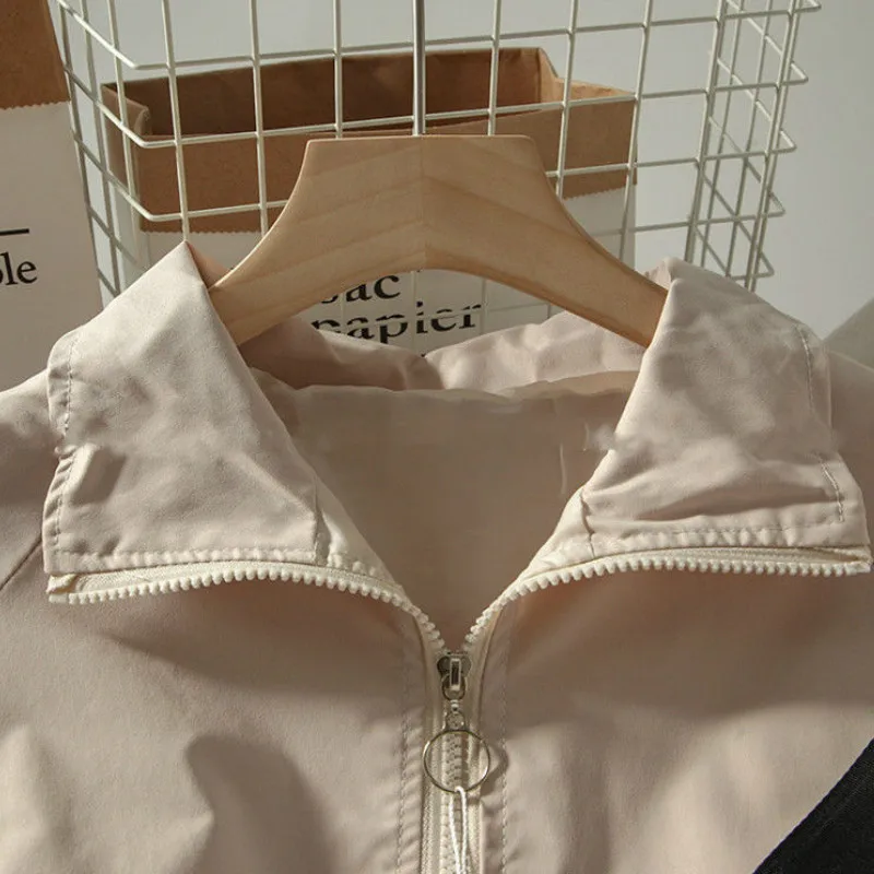 

Women Basic Jackets Autumn Solid Stand Collar Pocket Loose Simple Casual Chic Cargo Korean Style All-match Harajuku Streetwear