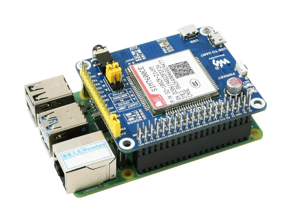 Шляпа Waveshare SIM7600CE CNSE 4G для Raspberry Pi поддерживает связь / 3G/2G а также LBS