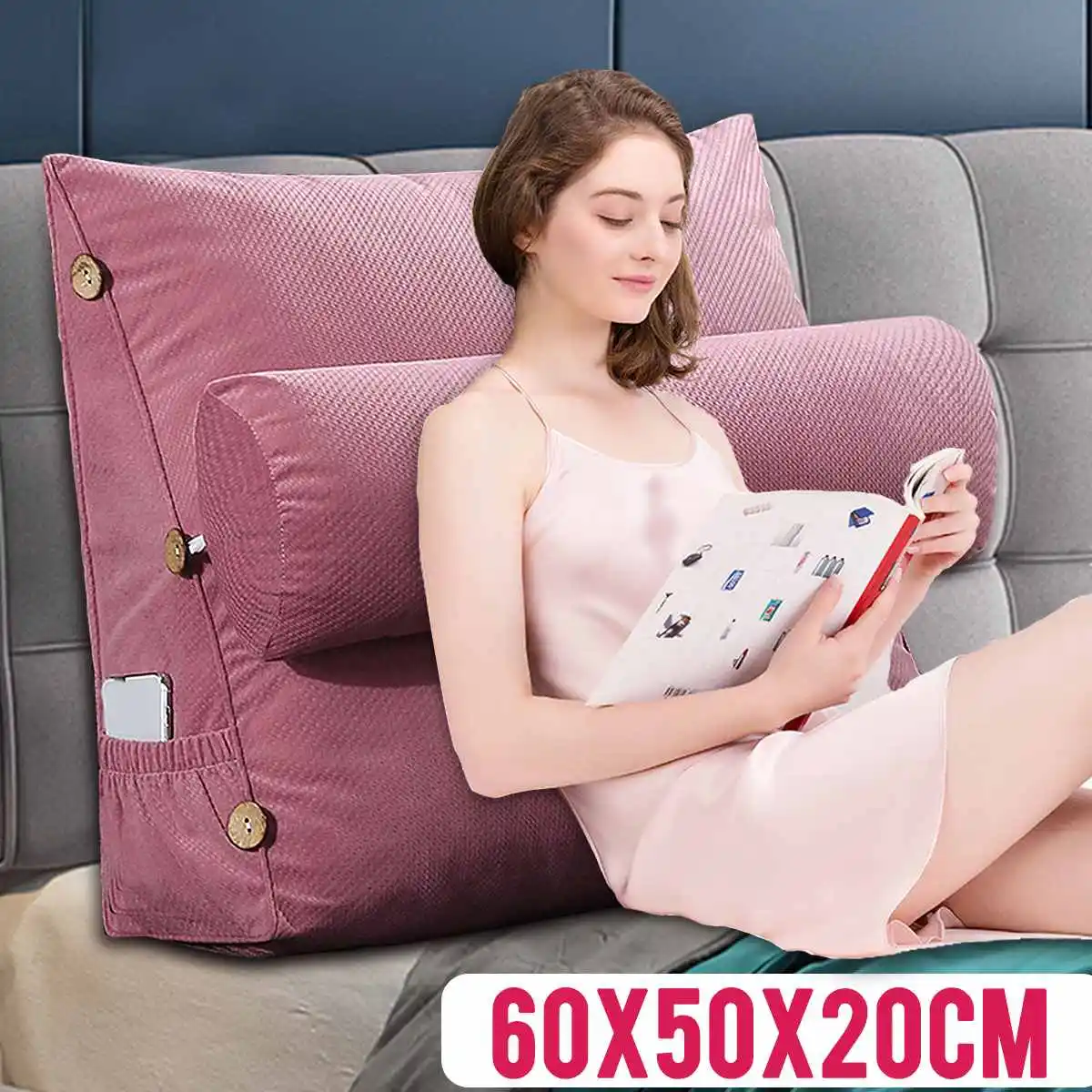 60cmx20cmx50cm Office Chair Back Rest Pillow Support Lumbar Cushion Recliner TV Reading Pillows for Living Room Home Decor