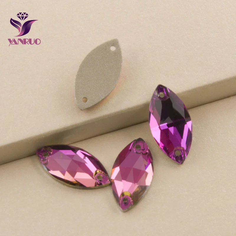 YANRUO 3223 Navette розы стразы с плоской спинкой кристаллы пришивные стеклянная