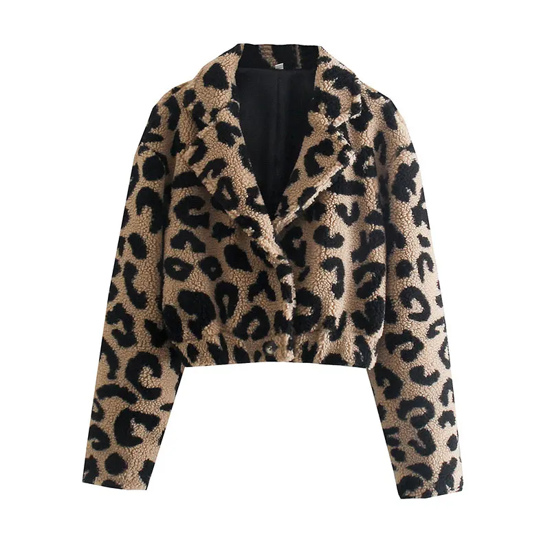 

Женская осенне-зимняя куртка Nlzgmsj Za 2021, Женская винтажная куртка с леопардовым принтом и длинным рукавом, с отворотом, пальто, элегантные жен...