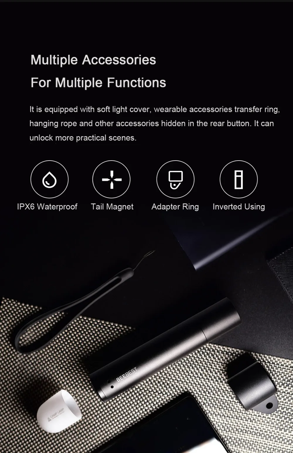 [Горячий] Xiaomi BEEbest Flash светильник 1000LM 5 моделей Масштабируемые многофункциональные Яркость Портативный EDC с магнитным габаритный задний фонарь для мотоцикла