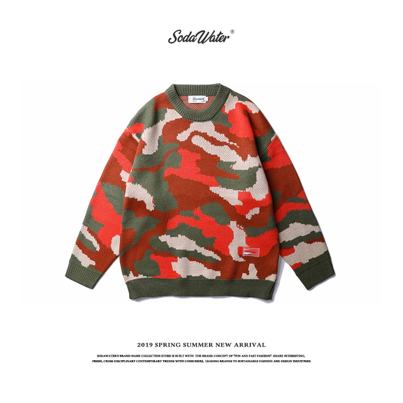 SODAWATER 2019 новый осенний модный Мужской Повседневный свитер камуфляжного цвета