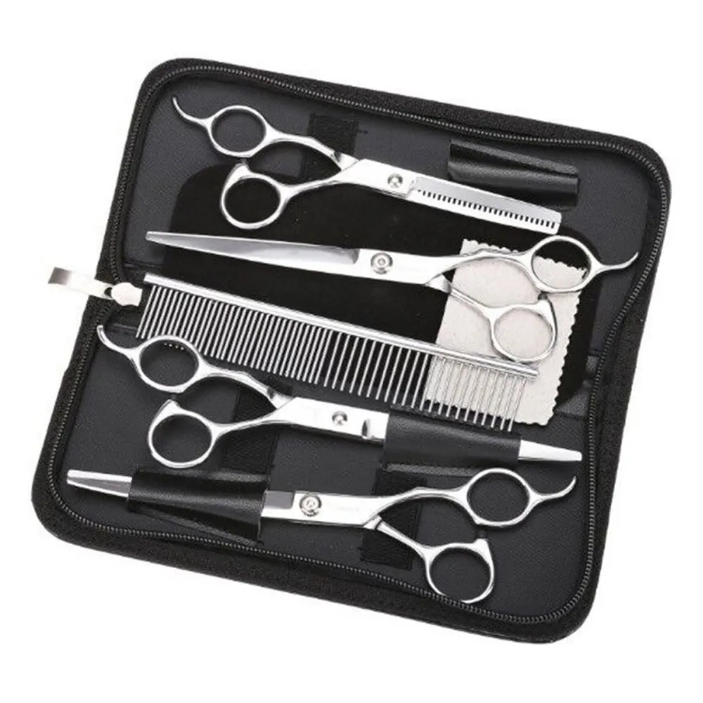 

6PCS/Set Professional Salon Barber Scissors Thinning Shears Hairdressing Haircut Tool Kit with Comb for Pet Grooming Styling