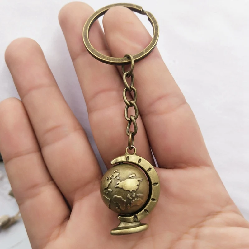 Вращающийся художественный брелок в стиле ретро с глобусом и картой мира мужской