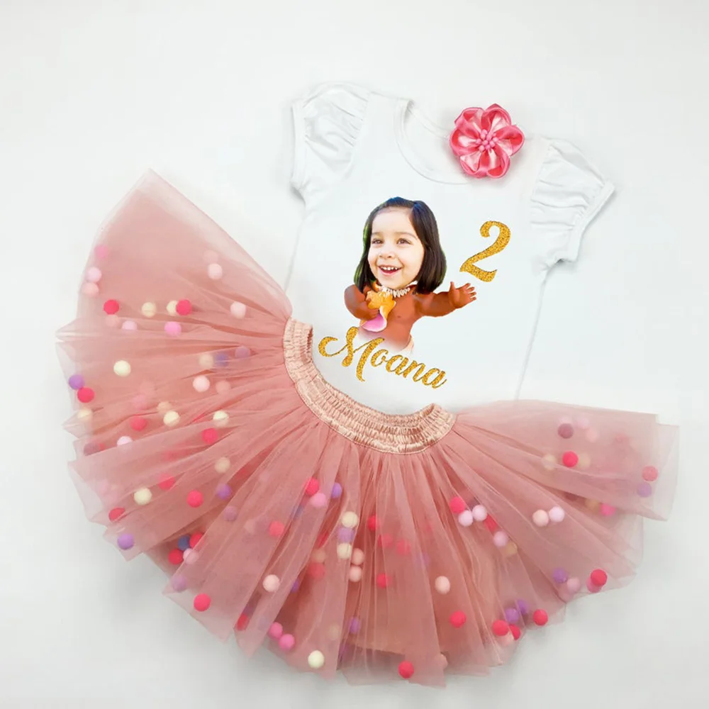 

Personalize girl's head with name and age Outfit Custom kid's Head Baby shower Princess 1th/2th/3th Birthday Tutu set