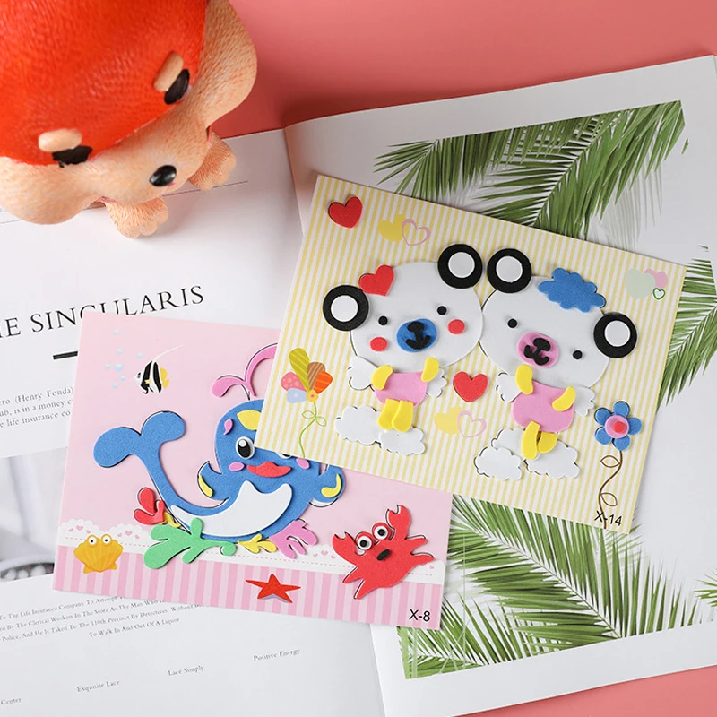 

20 шт. 3D наклейка из пены ЭВА, игра-пазл «сделай сам», Мультяшные животные, обучающие игрушки для детей, разные узоры, стили