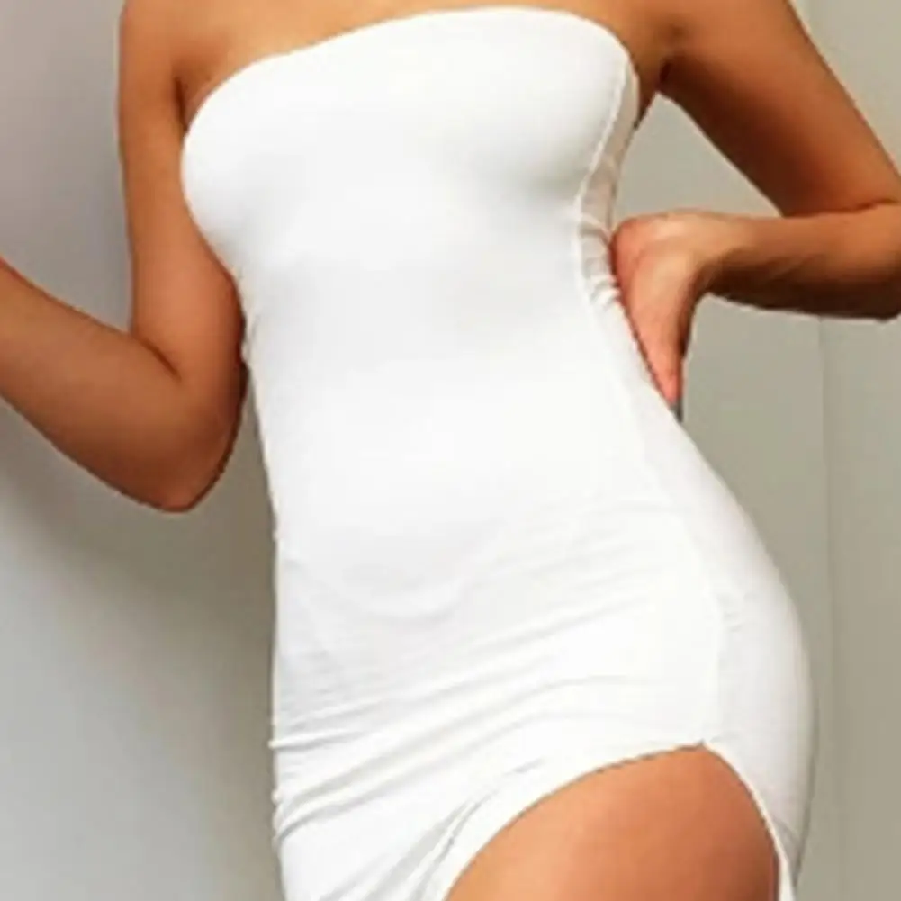 

2021 Women Off Shoulder High Split Bandeau Bodycon Tube Dress Formal Dress For Banquet Daily Wear One piece Long Dresses