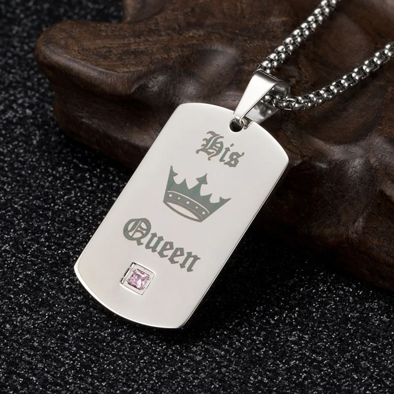 Ее король/его королева собачья бирка из нержавеющей стали парная Подвеска