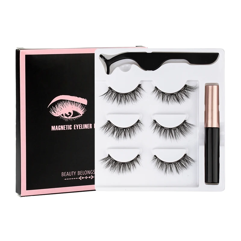 

Magnetic Eyelashes Glue Pen 3D Mink Eyelash 5 Magnets Makeup Tools with Eyeliner Tweezers Natural Soft Waterproof Lashes 1 Set