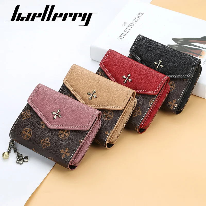 Женский кошелек клевера 2020 модный с узором на молнии зажимом для денег кожаная