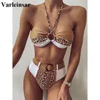 Женский леопардовый купальник, 2 цвета, бикини с высокой талией, купальник из двух частей, комплект бикини с ремнем, купальный костюм V2151, 2021