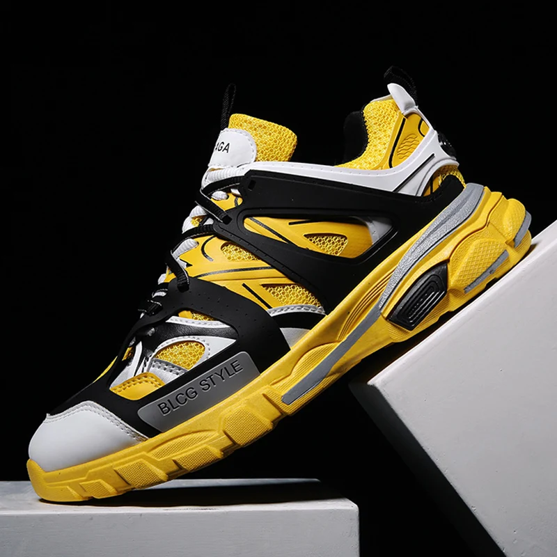 Мужские кроссовки на массивной подошве темно-синие парусиновые платформе