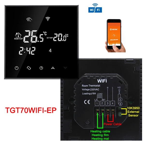 TGT70WIFI-EP Beok Wifi термостат для теплого пола Электрический/контроллер температуры воды умный термостат Alexa Google Home программируемый - Цвет: TGT70WIFI-EP