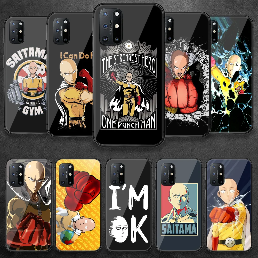 

One Punch Man Saitama Anime Tempered Glass Phone Case Cover For Oneplus Oppo Realme A53 Find X 2 3 5 6 7 8 9 T Pro Nord Gt Neo