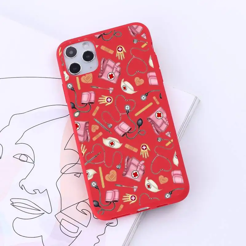 

Nurse Medical Medicine Health Heart Phone Case Candy Color for iPhone 6 7 8 11 12 s mini pro X XS XR MAX Plus