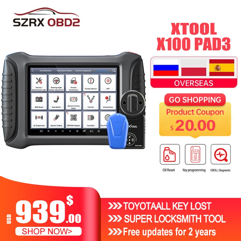 XTOOL X100 PAD3 автоматический ключевой программатор Регулировка одометра для GM Renault Vw