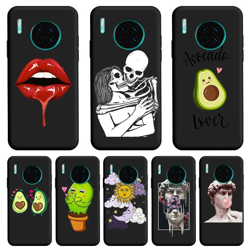 

Personality Black Soft TPU Shell Black For Huawei Mate30 Mate30Pro Case Flower Colorful Cute Fundas For HUAWEI Mate 30 Pro Case