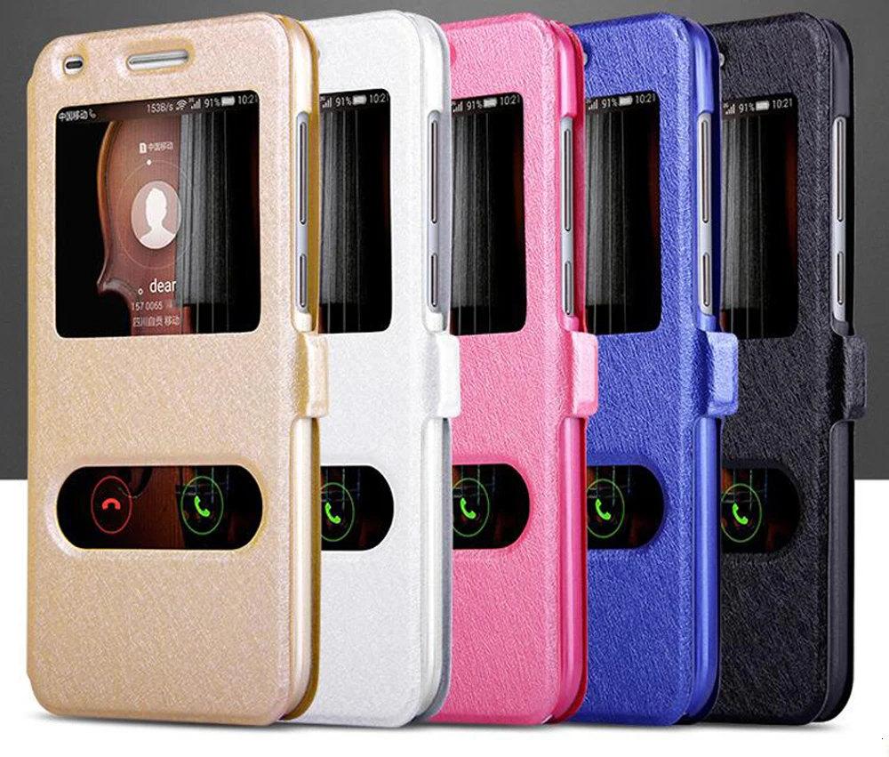 Y6 2018 Чехол-бумажник с окошком для быстрого просмотра кожаный флип-чехол huawei Prime