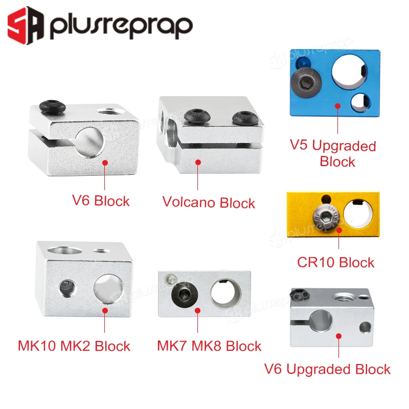 Высокое качество 3d принтер аксессуары подогреваемый блок MK7 MK8 MK10 V5 V6 вулкан для печатающей головки экструдер j-головка алюминиевый блок