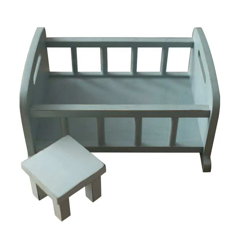 Реквизит для фотосъемки новорожденных Маленькая деревянная кровать фотостудии