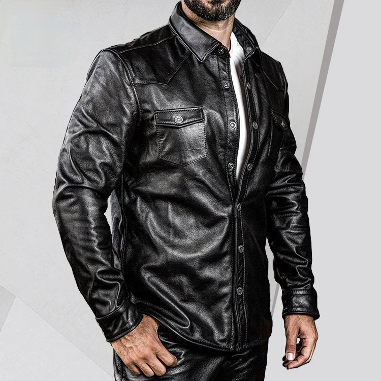 

Рубашка мужская из воловьей кожи, первослойная модная городская мотоциклетная куртка в европейском и американском стиле, весна-осень