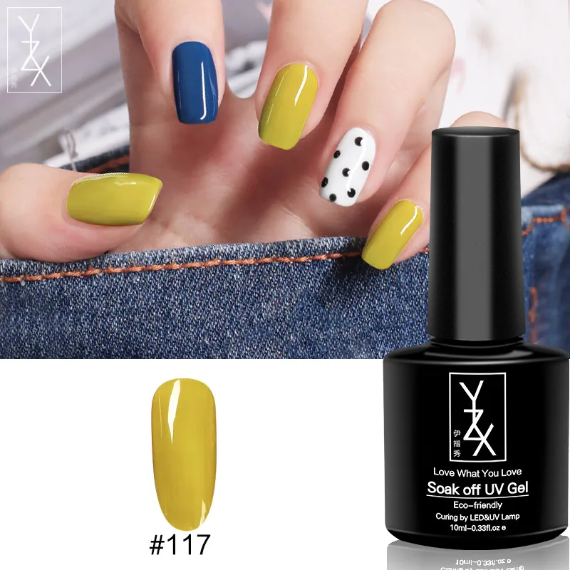 Color117 YXZ УФ/светодиодный гель для ногтей Soak Off 10 мл Toenail эмалевый лак Черный молочный белый желтый зеленый красный лак для ногтей для милых женщин - Цвет: Color117
