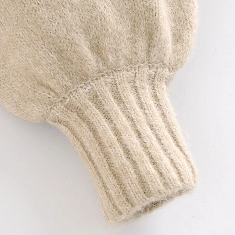 

Artsnie Khaki Double Pockets Cardigans Women Winter V Neck Lantern Sleeve Pull Femme Streetwear Button Warm Cardigans Sweaters