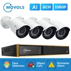 Система видеонаблюдения Movols, 8 каналов, 2 МП, AI, H.265, 5 в 1, DVR, водонепроницаемая, с функцией ночного видения
