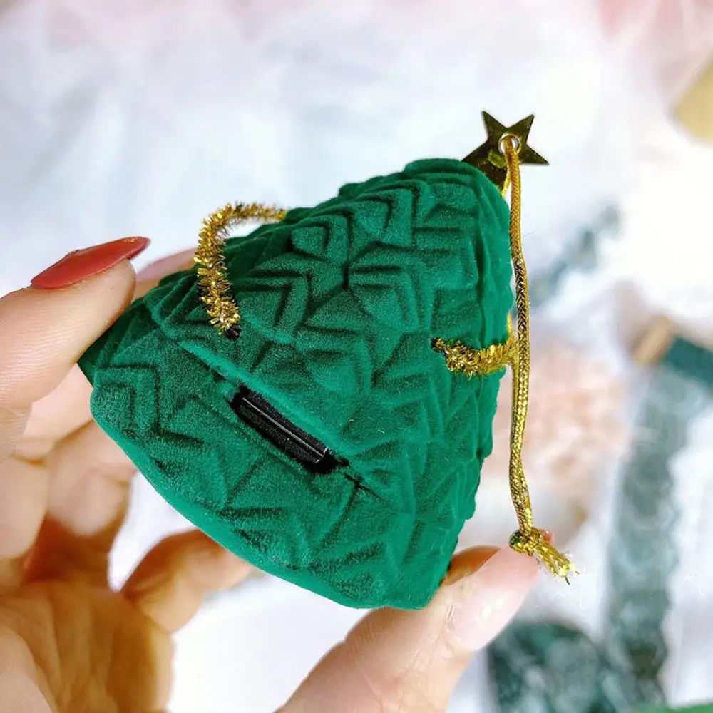

Luxury Christmas Tree Shape Velvet Jewelry Case Holder Earrings Rings Box Jewelry Organizer Boxes Storage Display Gift Box