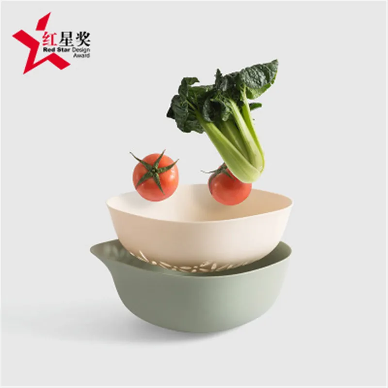 Двойной Пластиковый умывальник кухонная корзина для мытья фруктов фруктовая