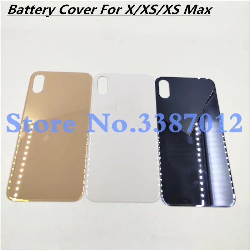 For iPhone X XS XS MAX Big Hole Back Glass Battery Cover Rear Door Housing Case Back Glass Cover With Logo